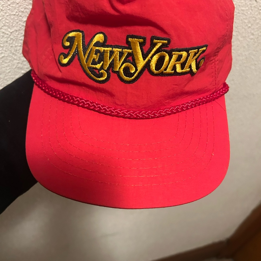 Red New York Cap with Gold Embroidery good condition